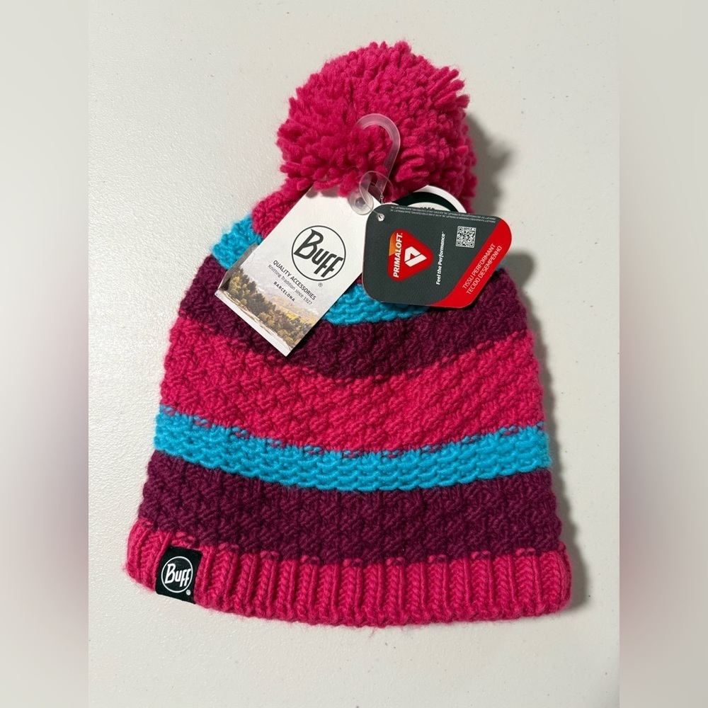 Buff Colorful Knit Beanie Toboggan with Pom Pom NWT Ski Winter Outdoor